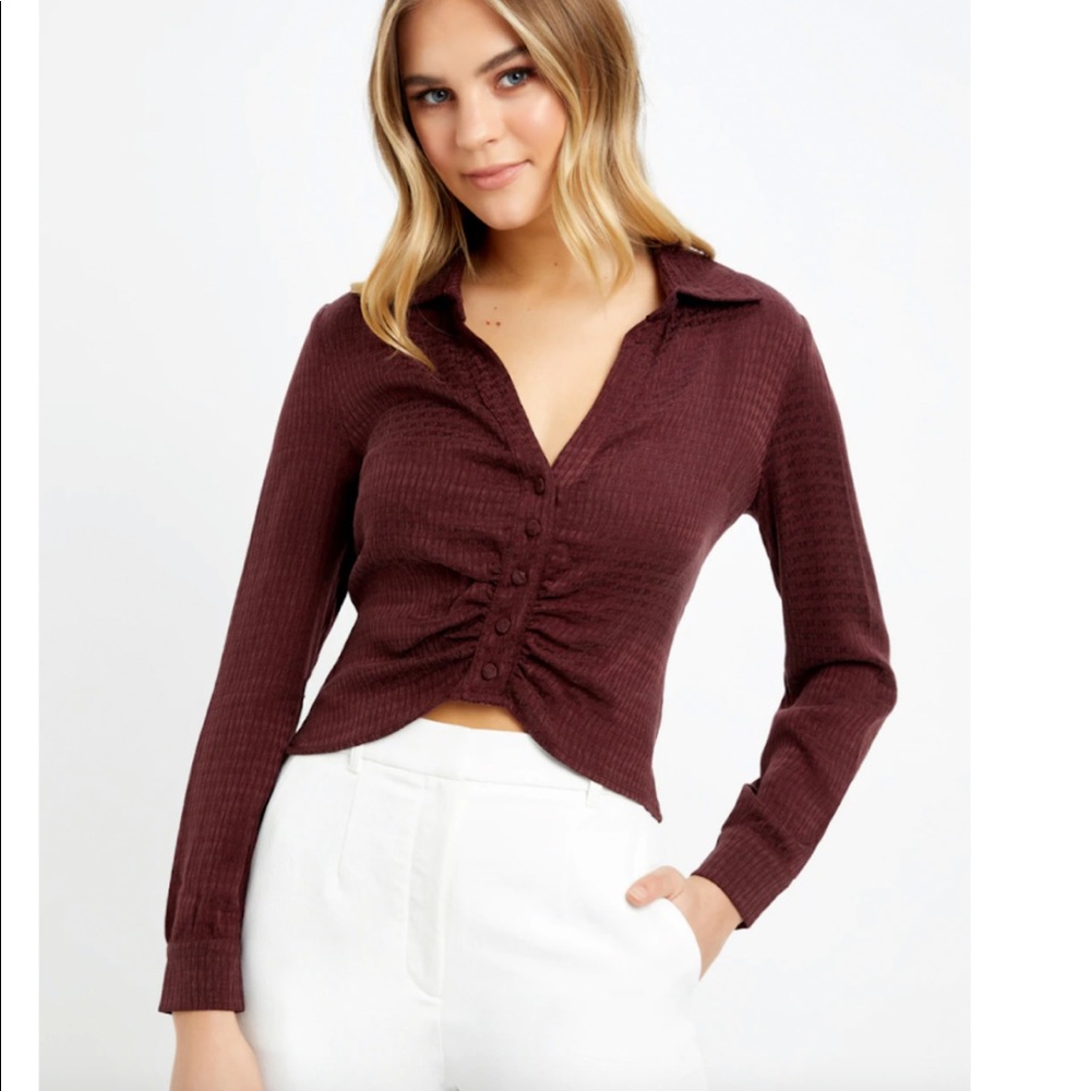 Button Up Cropped Shirt
